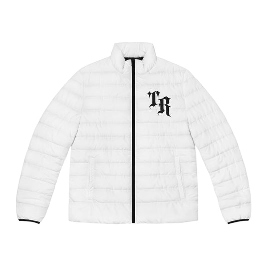 Men’s Black Puffer Jacket with Script Logo — Lightweight Quilted Winter Coat